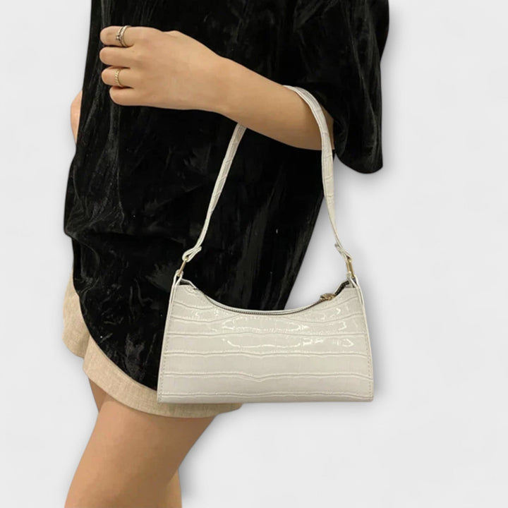 Nia | Glänzende Schultertasche mit Krokoprägung für Damen