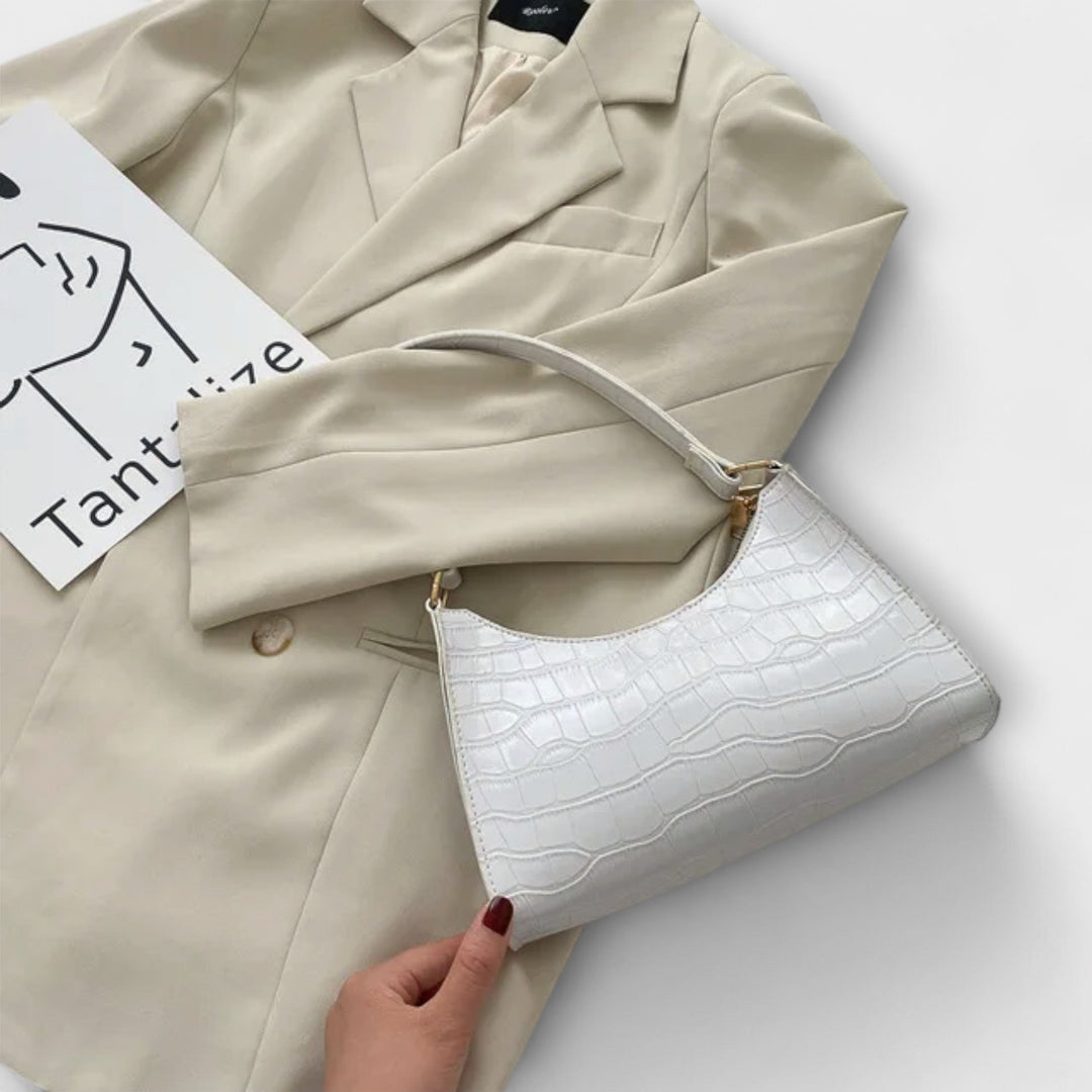 Nia | Glänzende Schultertasche mit Krokoprägung für Damen