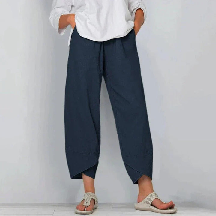 Penelope | Verkürzte Leinenhose mit weitem Bein für Damen