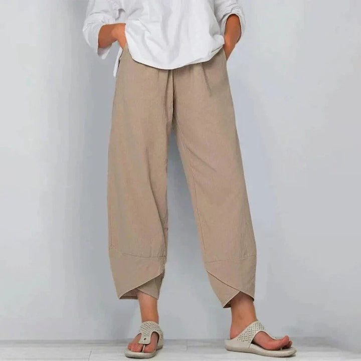 Penelope | Verkürzte Leinenhose mit weitem Bein für Damen
