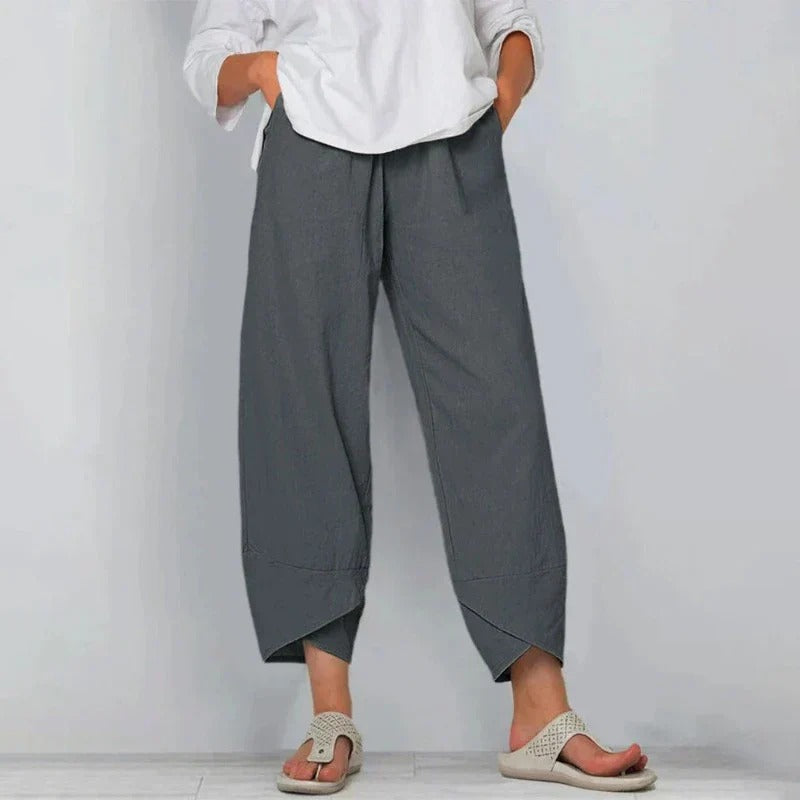 Penelope | Verkürzte Leinenhose mit weitem Bein für Damen