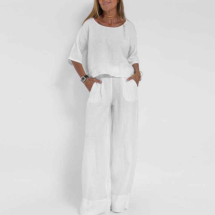 Candida | Leinen-Set mit lockerer Passform und weiter Hose für Damen