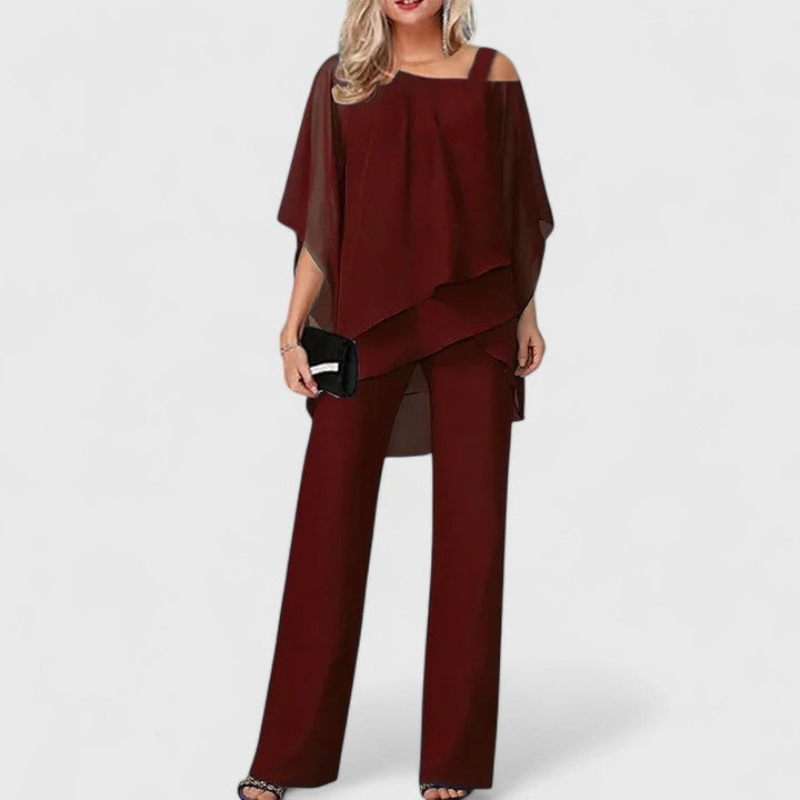Suri | Set mit weiter Hose und drapiertem Oberteil für Damen