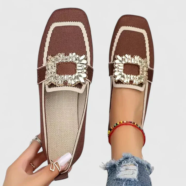 Caterina | Strick-Loafer mit Metallornament für Damen