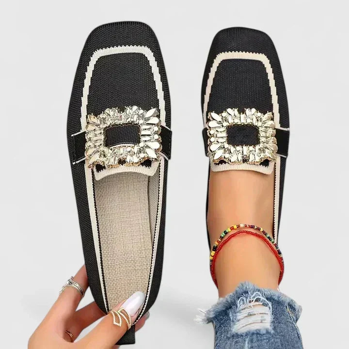 Caterina | Strick-Loafer mit Metallornament für Damen