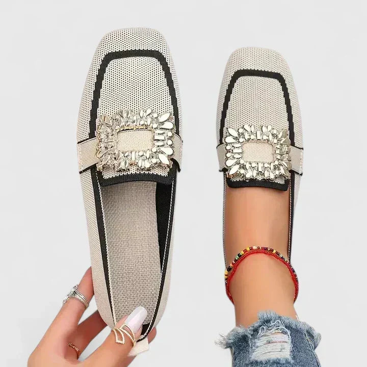 Caterina | Strick-Loafer mit Metallornament für Damen