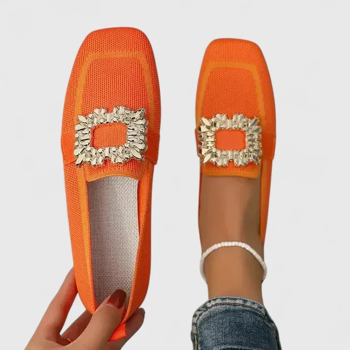 Caterina | Strick-Loafer mit Metallornament für Damen