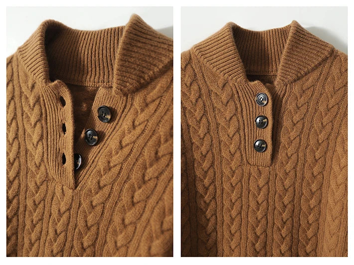 Nathalia | Zopfstrickpullover mit Knopfleiste am Kragen für Damen