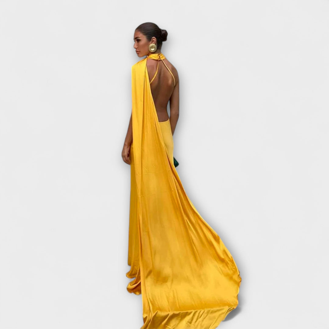 Schickes Off-Shoulder Halter Maxikleid