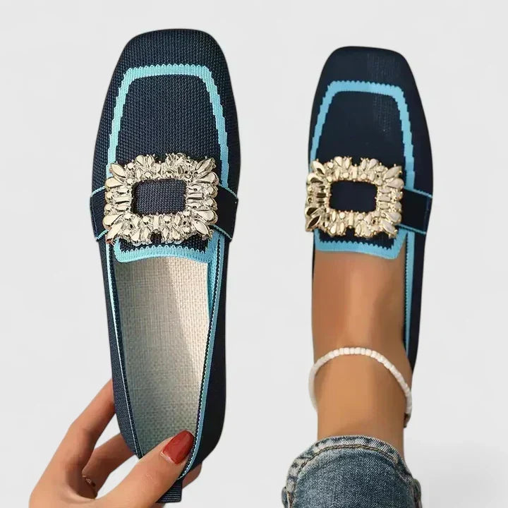 Caterina | Strick-Loafer mit Metallornament für Damen