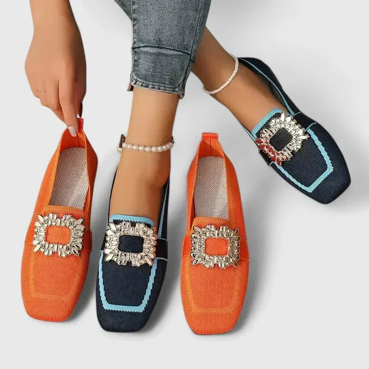 Caterina | Strick-Loafer mit Metallornament für Damen