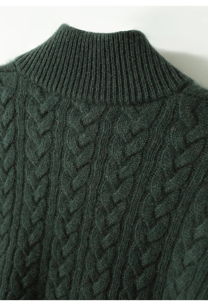 Nathalia | Zopfstrickpullover mit Knopfleiste am Kragen für Damen