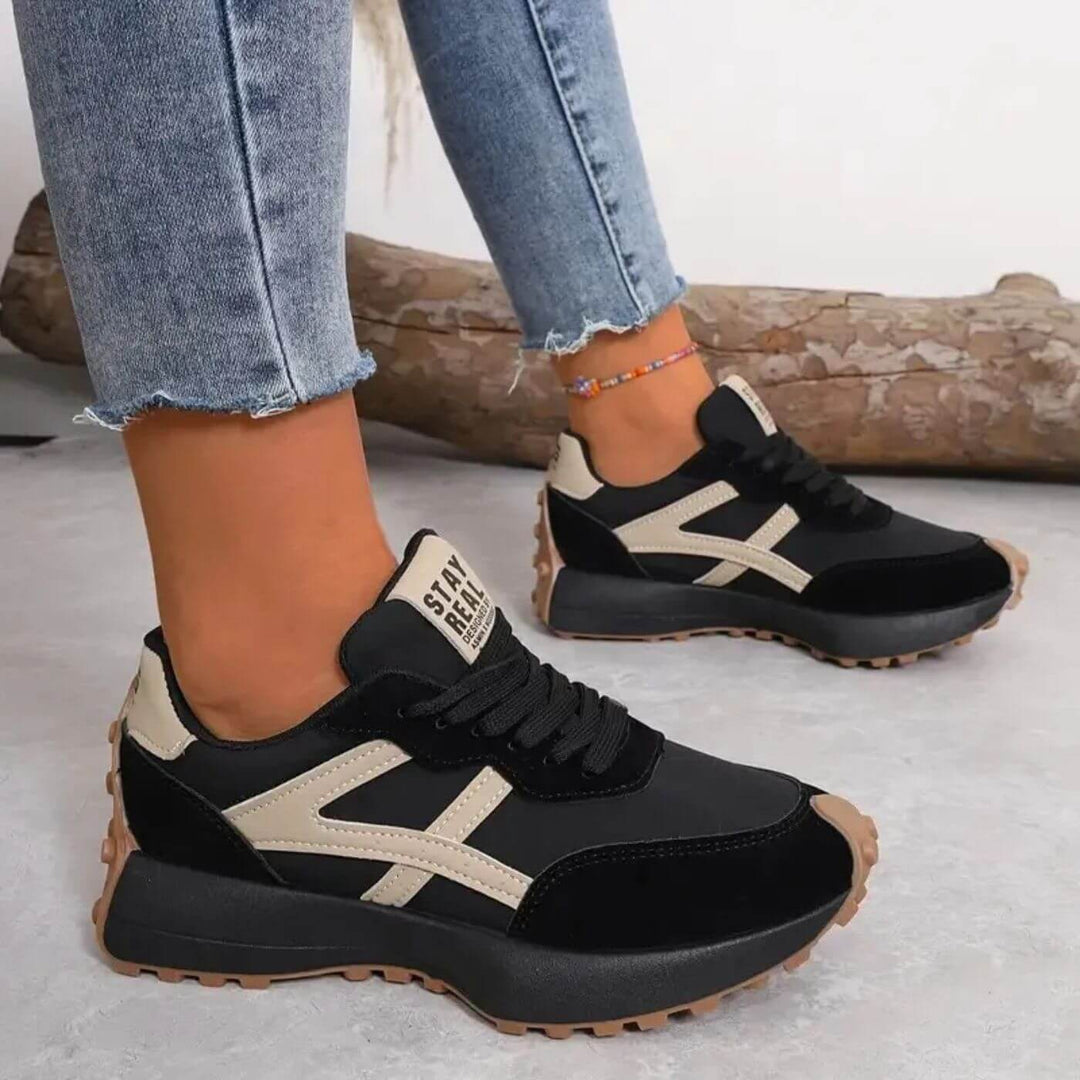 Kishori | Retro-Plateau-Sneakers mit Schnürung und Kontrasteinsätzen für Damen