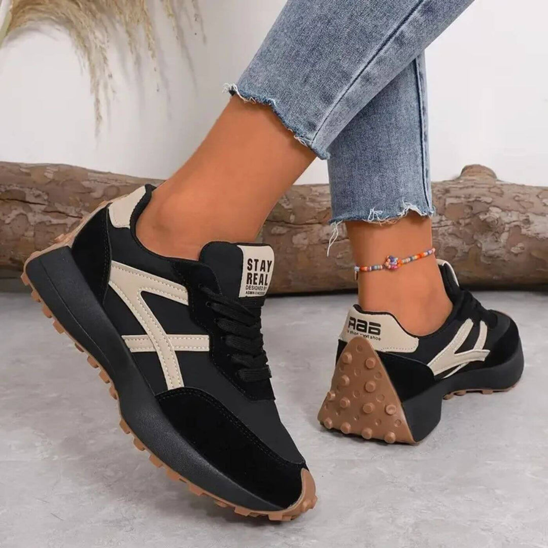 Kishori | Retro-Plateau-Sneakers mit Schnürung und Kontrasteinsätzen für Damen