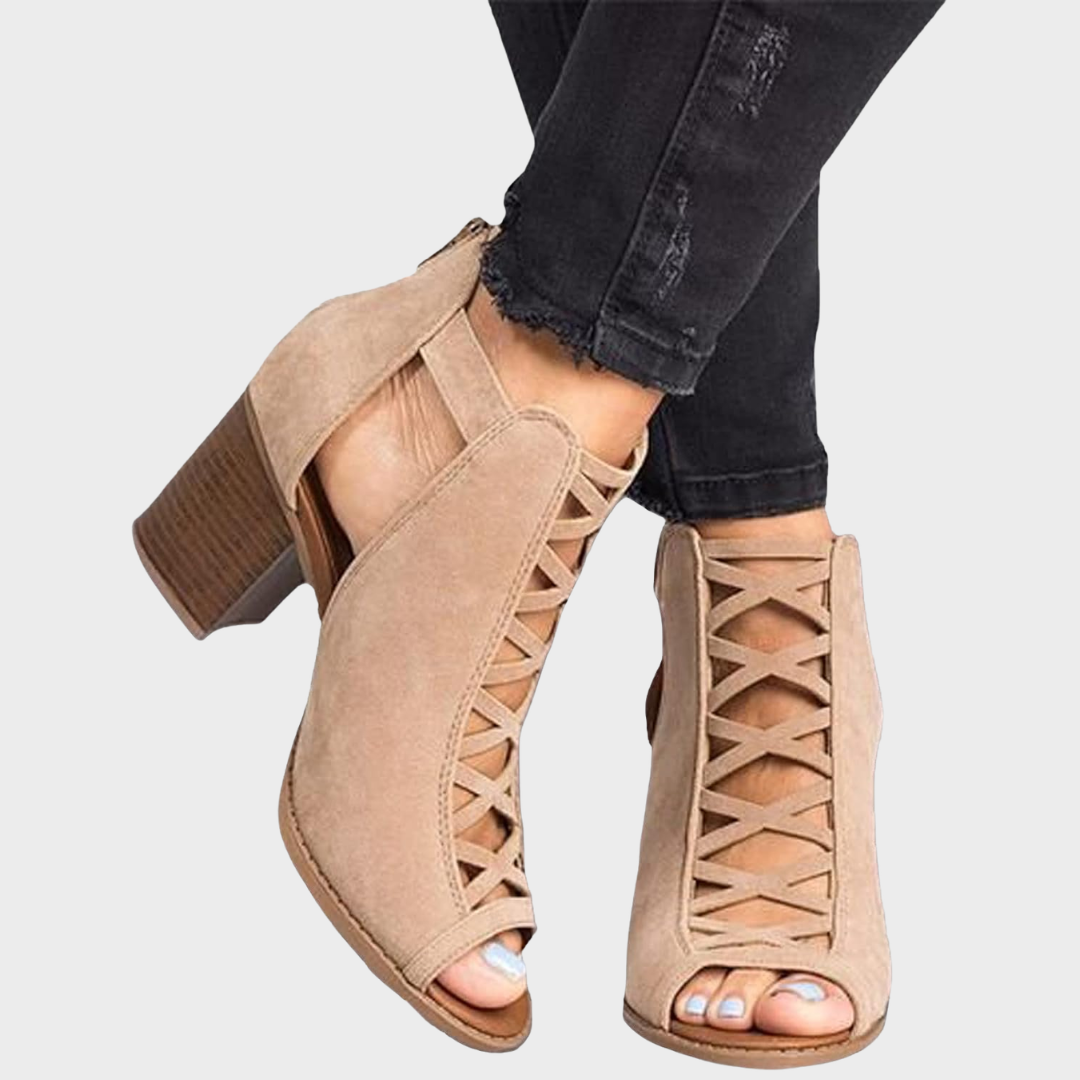 Beatrice – Elegante Peeptoe-Sandaletten mit Schnürung