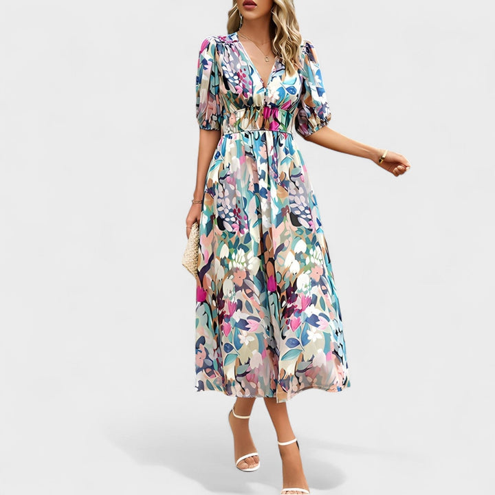 Clara - Elegantes Blumen-Midi-Kleid
