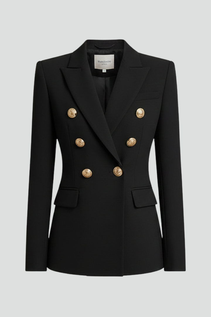 Rebecca | Zweireihiger taillierter Blazer mit goldfarbenen Knöpfen für Damen