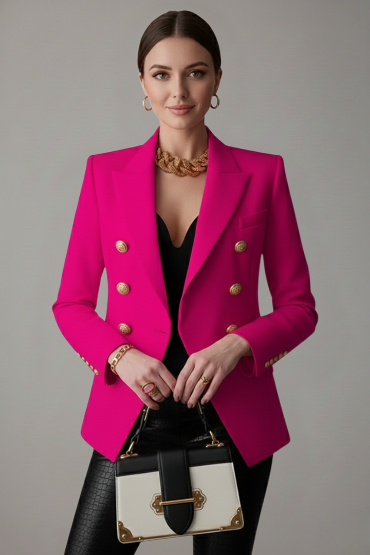 Rebecca | Zweireihiger taillierter Blazer mit goldfarbenen Knöpfen für Damen