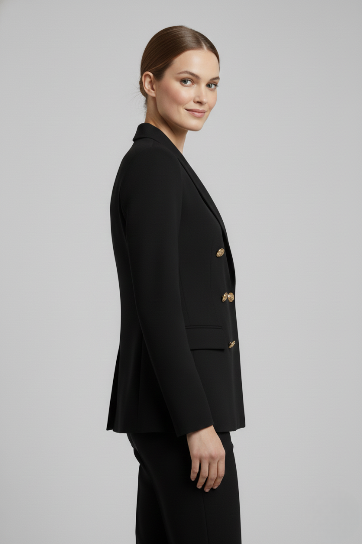 Rebecca | Zweireihiger taillierter Blazer mit goldfarbenen Knöpfen für Damen