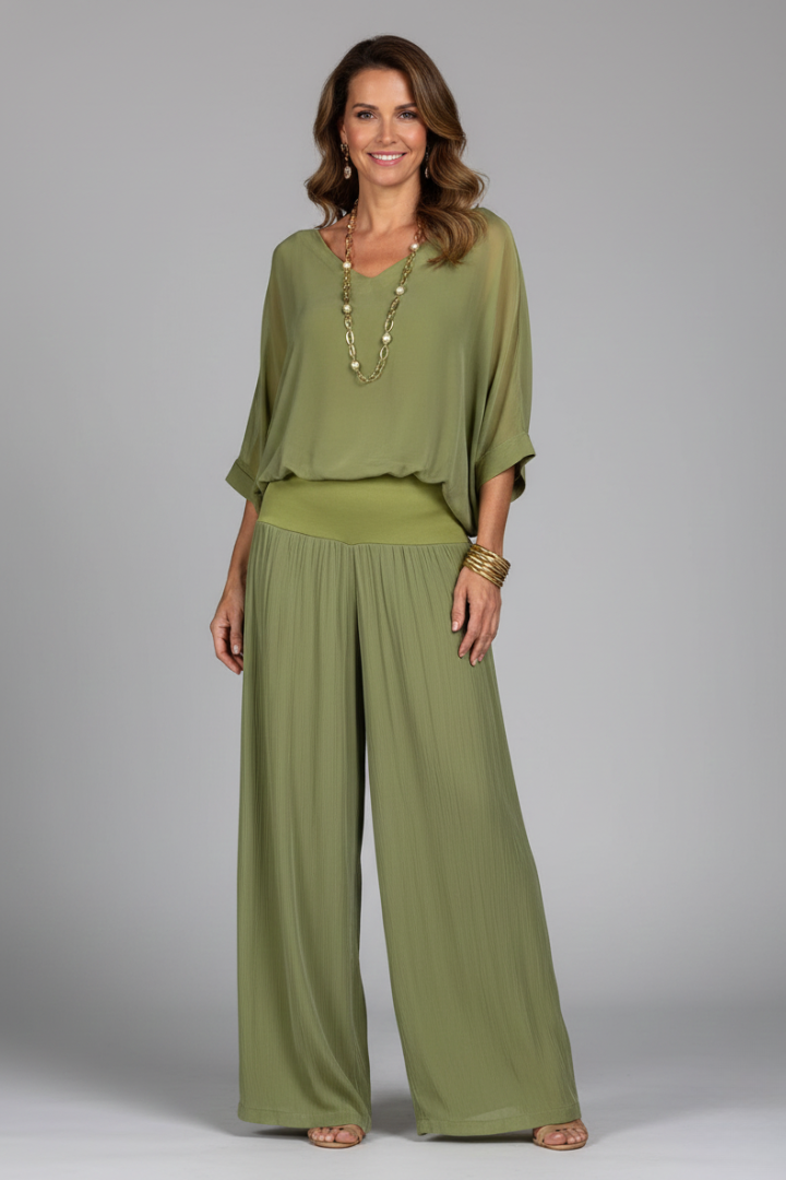Florencia | Chiffon-Set mit weiter Hose für Damen