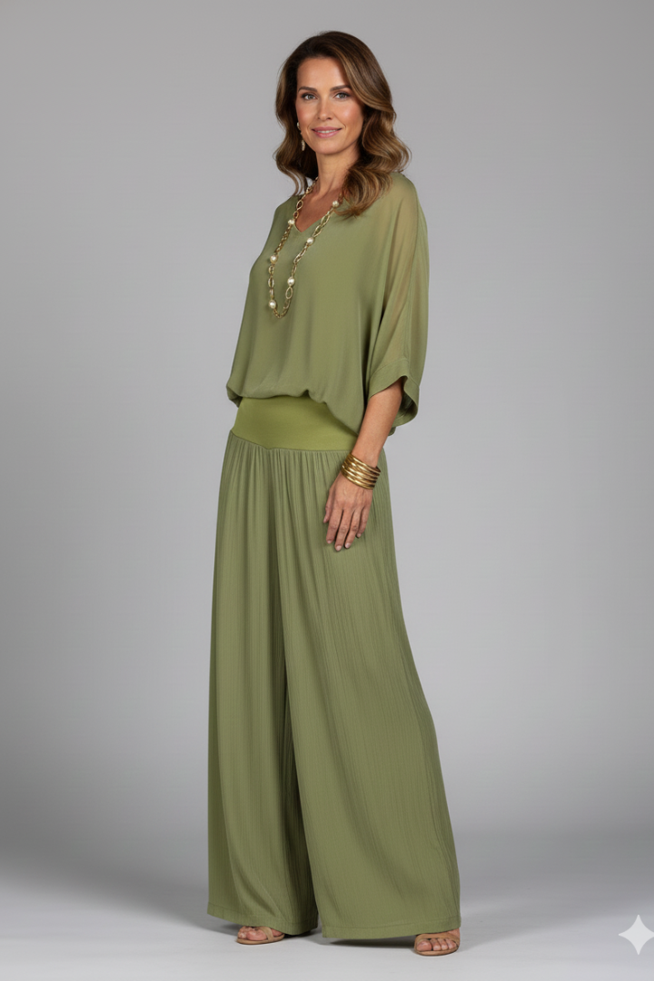Florencia | Chiffon-Set mit weiter Hose für Damen
