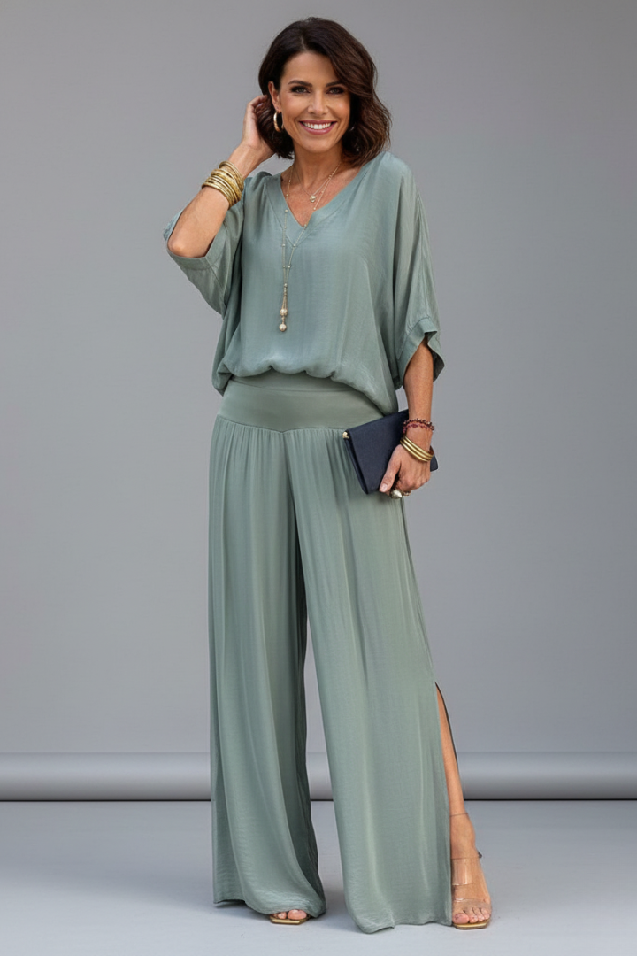 Florencia | Chiffon-Set mit weiter Hose für Damen