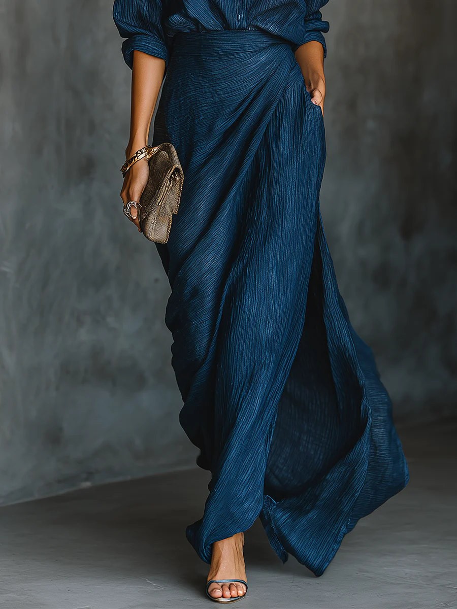 Stella | Maxi-Set mit Hemdbluse und Wickelrock für Damen