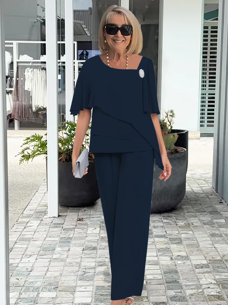 Arabel | Set mit Culotte-Hose und kurzen Rüschenärmeln für Damen