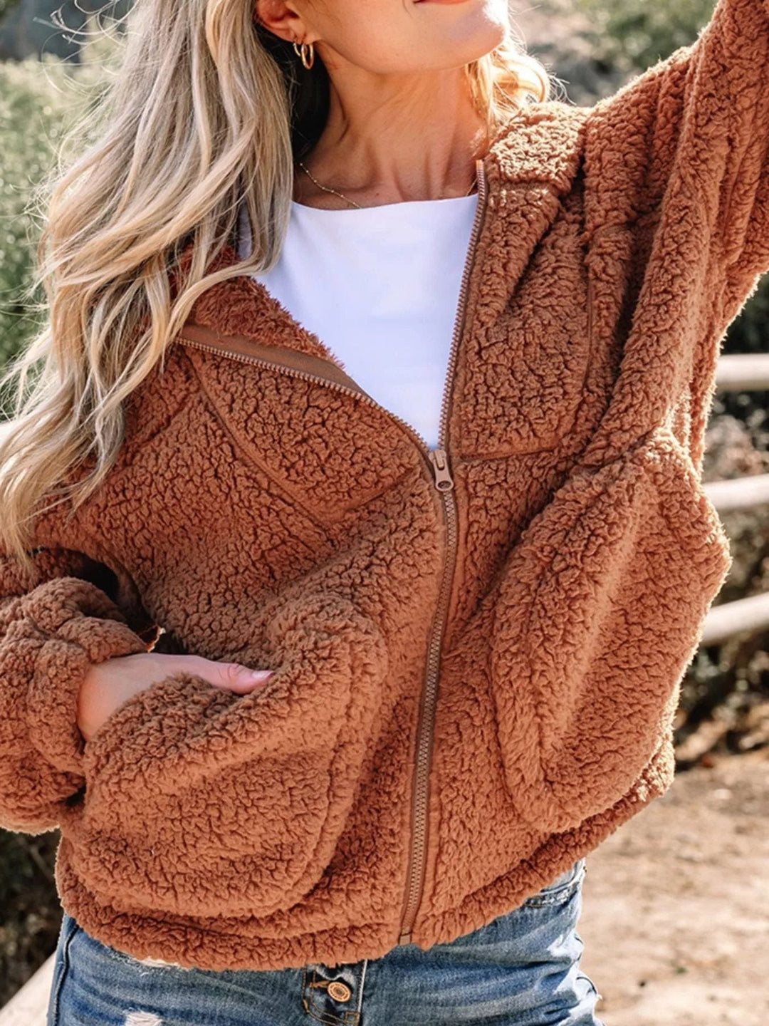 Aileen | Oversized-Teddyjacke mit Reissverschluss für Damen