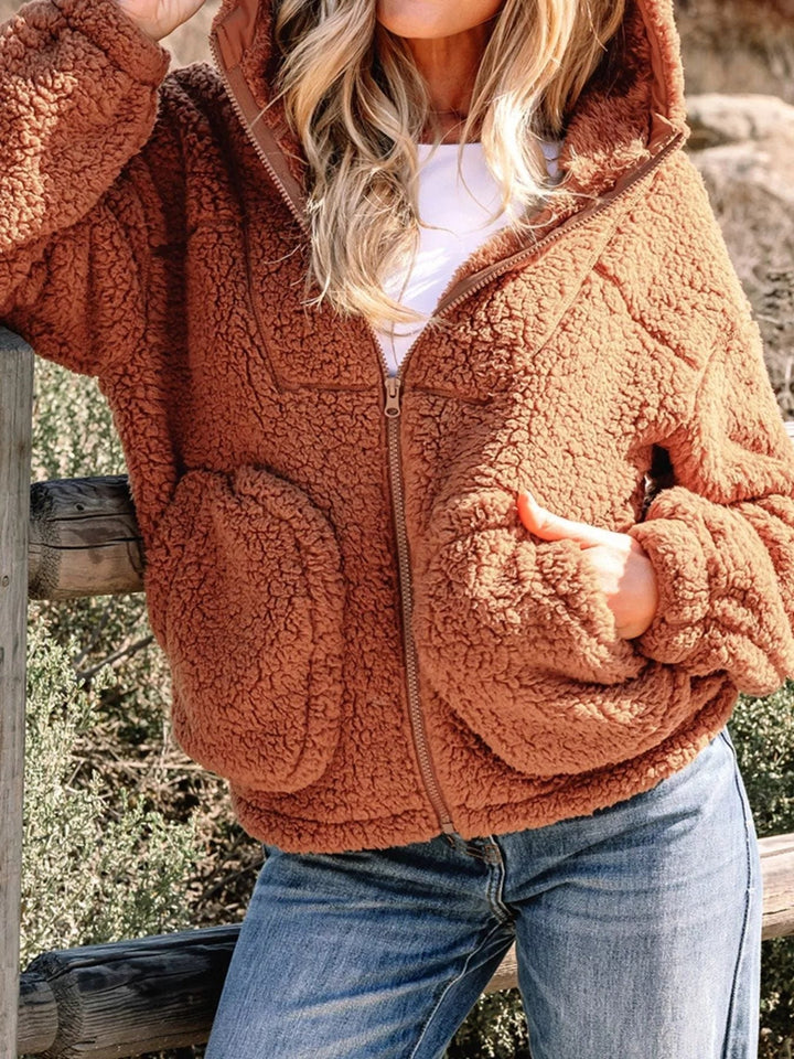 Aileen | Oversized-Teddyjacke mit Reissverschluss für Damen