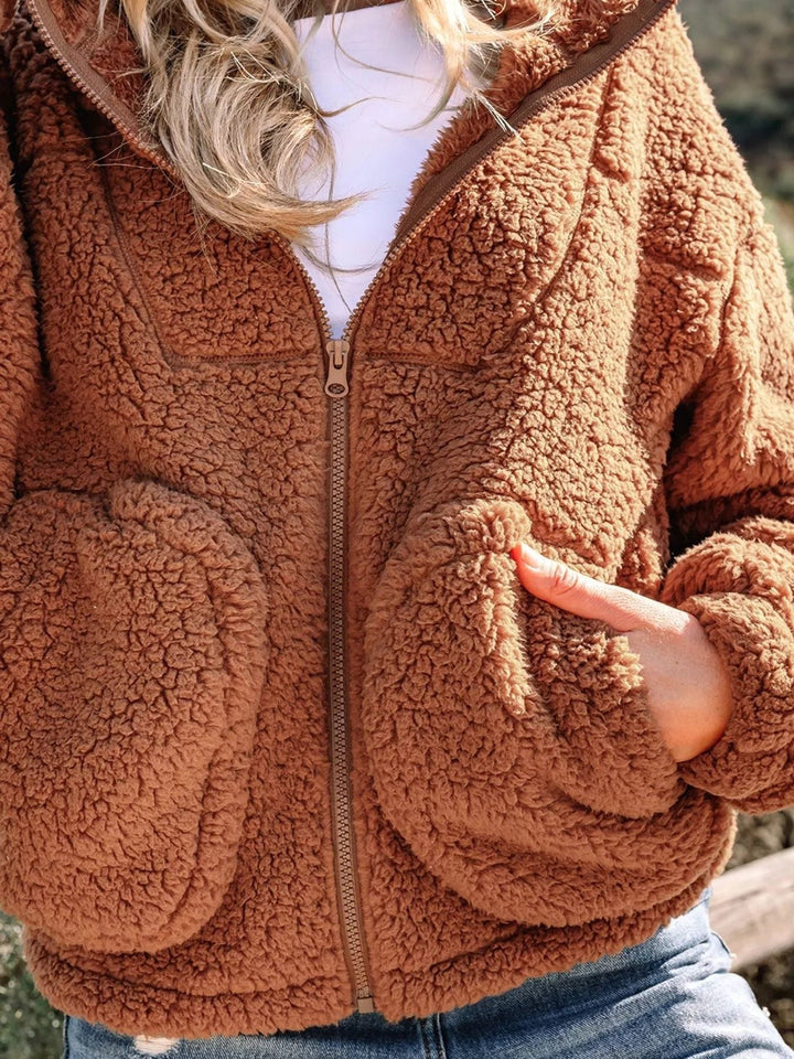 Aileen | Oversized-Teddyjacke mit Reissverschluss für Damen