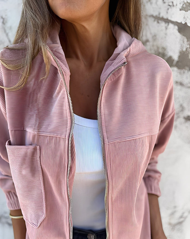 Aphrodite | Cordjacke mit Kapuze und aufgesetzten Taschen für Damen