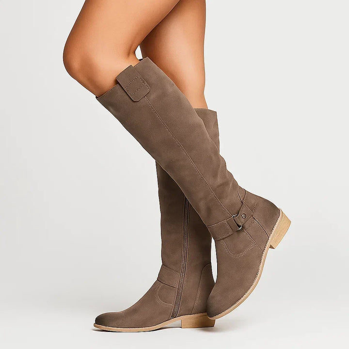 Colette | Kniehohe Wildlederstiefel mit Blockabsatz für Damen