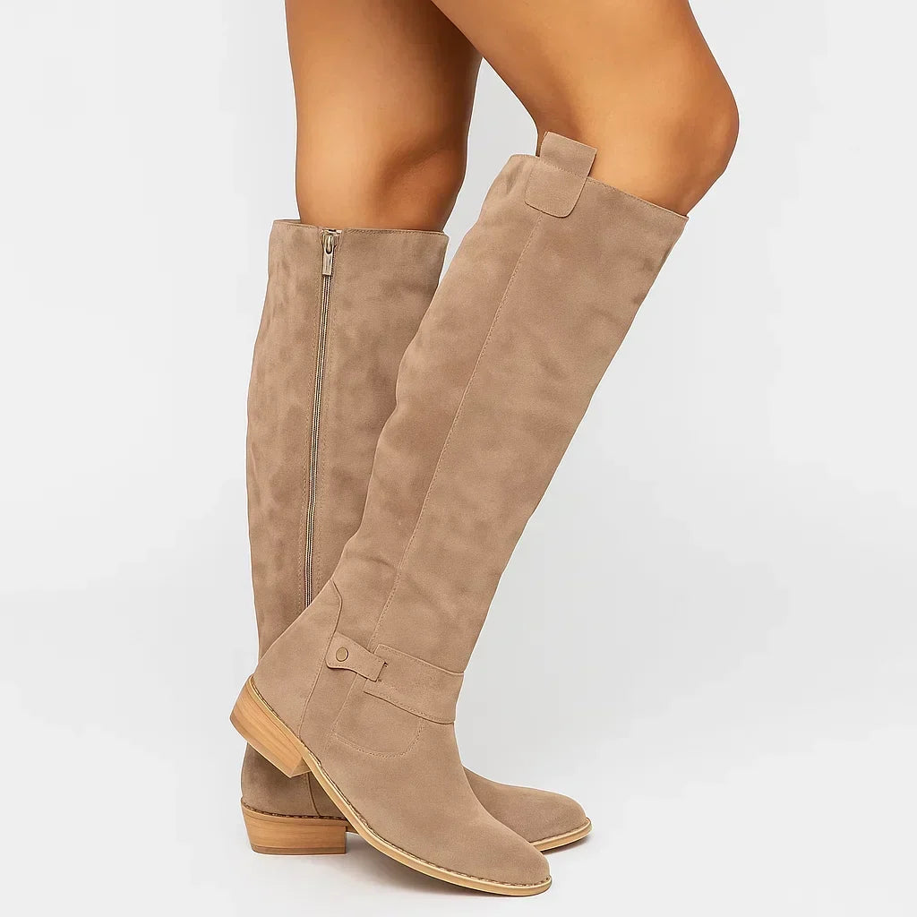 Colette | Kniehohe Wildlederstiefel mit Blockabsatz für Damen