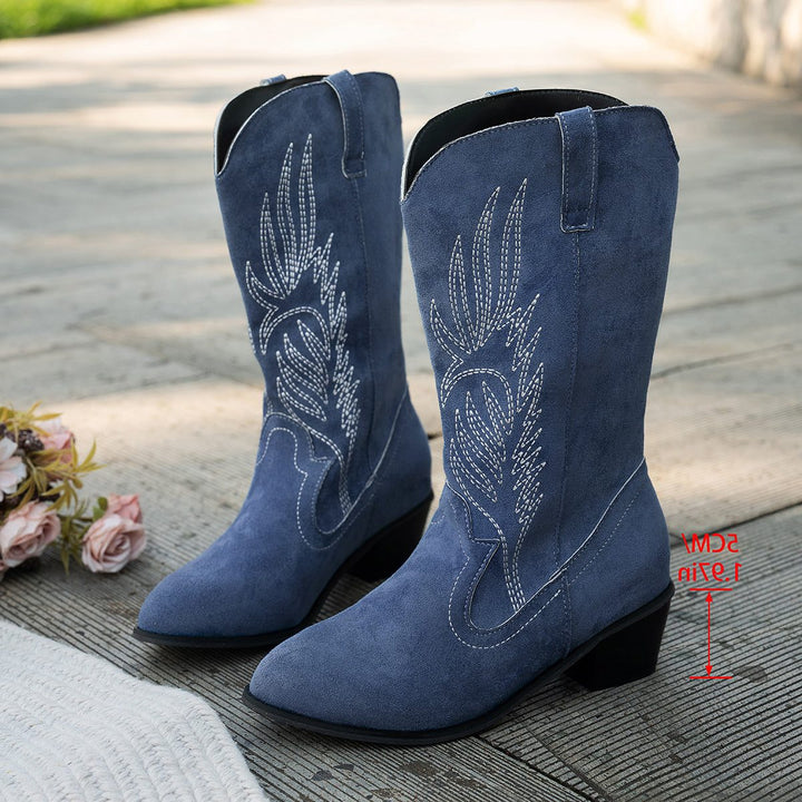 Atlanta | Bestickte wadenhohe Westernstiefel für Damen