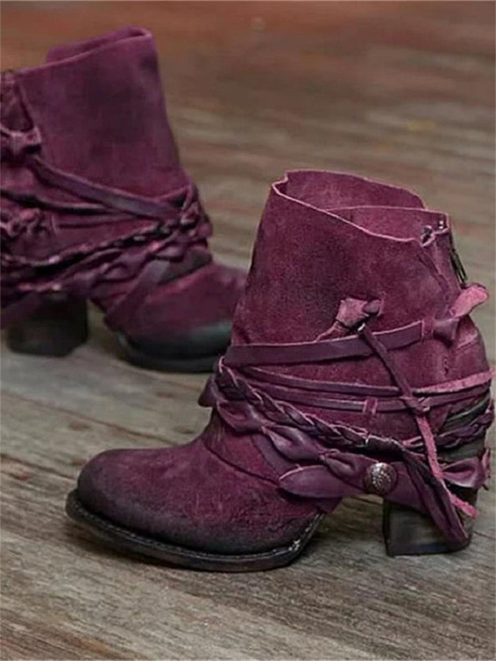 Genevieve | Schnürstiefeletten aus Wildleder mit Flechtdetails für Damen