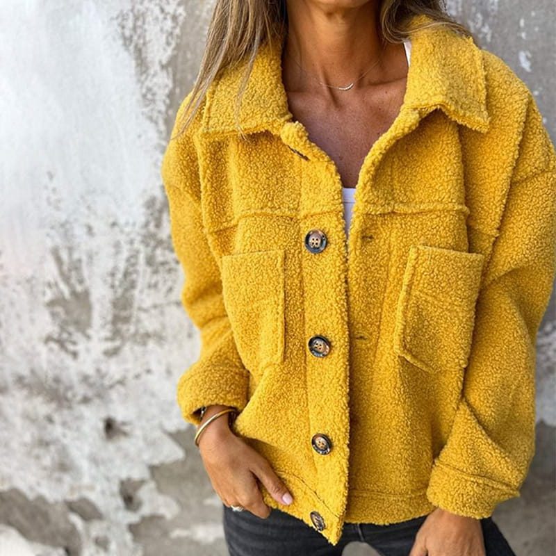 Brenna | Sherpa-Jacke mit Knopfleiste und Brusttaschen für Damen