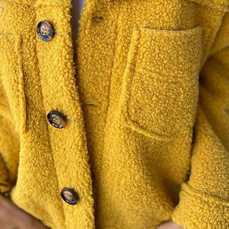 Brenna | Sherpa-Jacke mit Knopfleiste und Brusttaschen für Damen