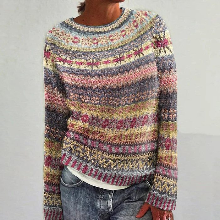 Briallen | Fair-Isle-Pullover mit Rundhalsausschnitt für Damen