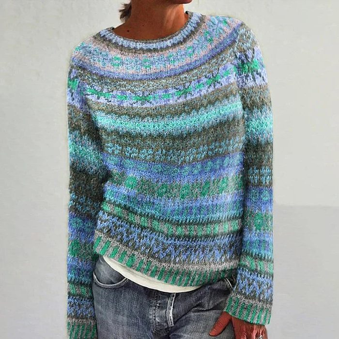 Briallen | Fair-Isle-Pullover mit Rundhalsausschnitt für Damen