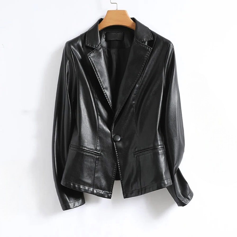 Camellia | Einreihiger Lederblazer mit Reverskragen für Damen