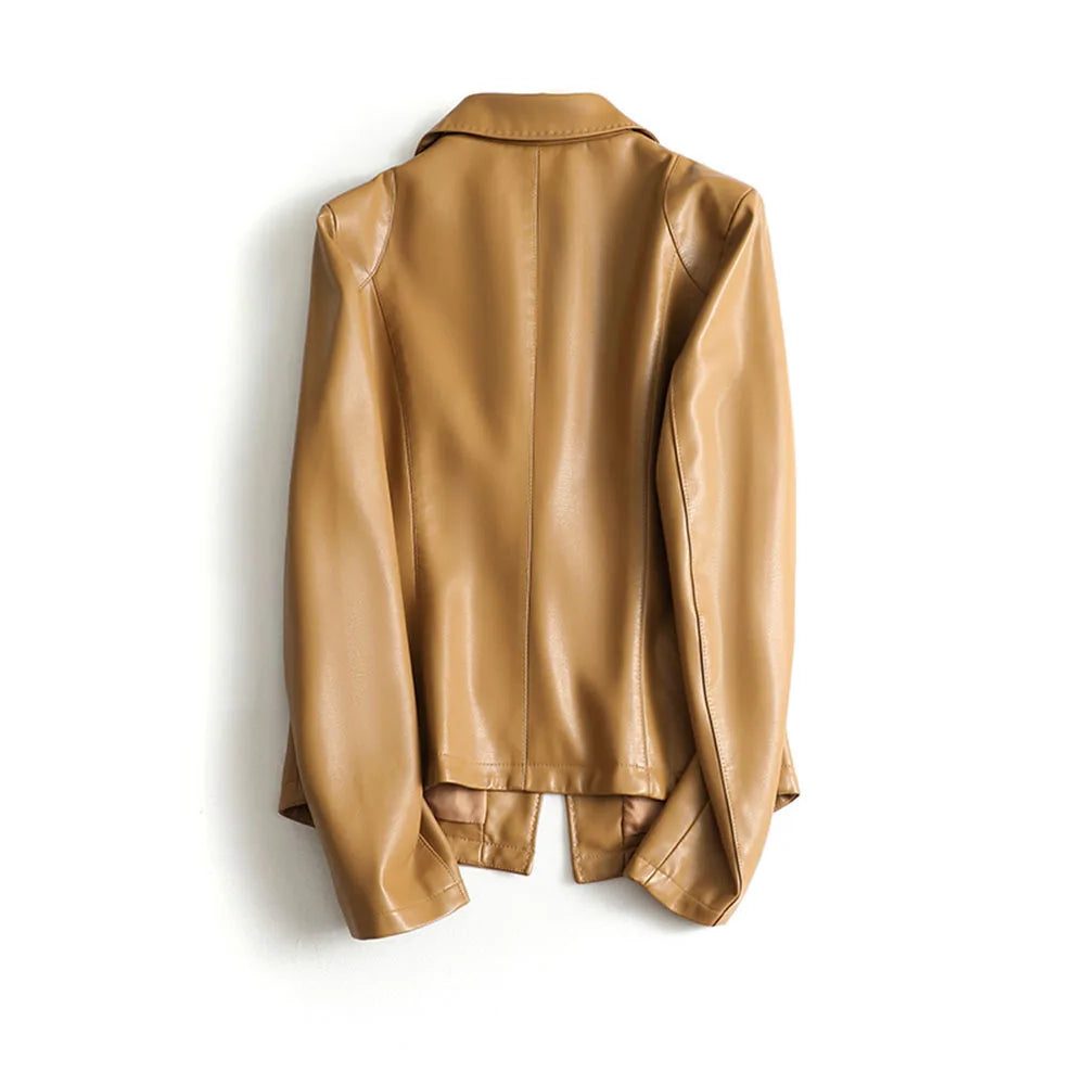 Camellia | Einreihiger Lederblazer mit Reverskragen für Damen