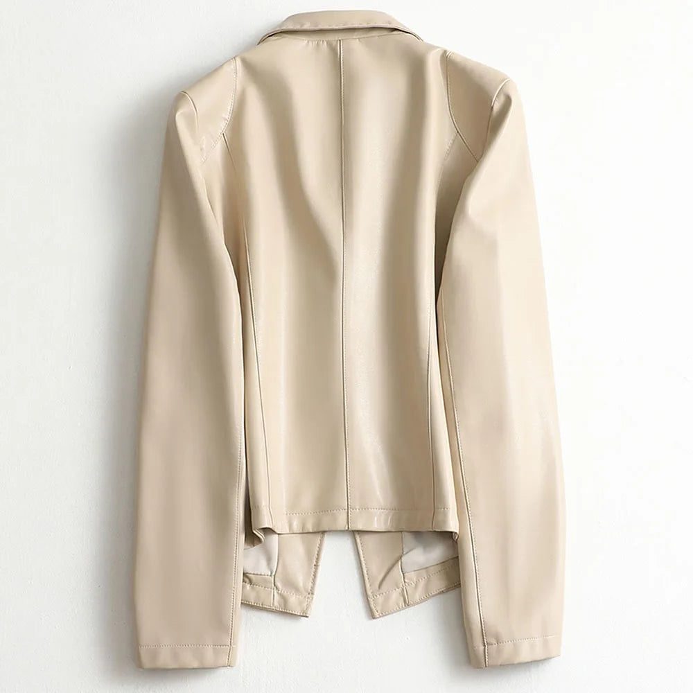 Camellia | Einreihiger Lederblazer mit Reverskragen für Damen