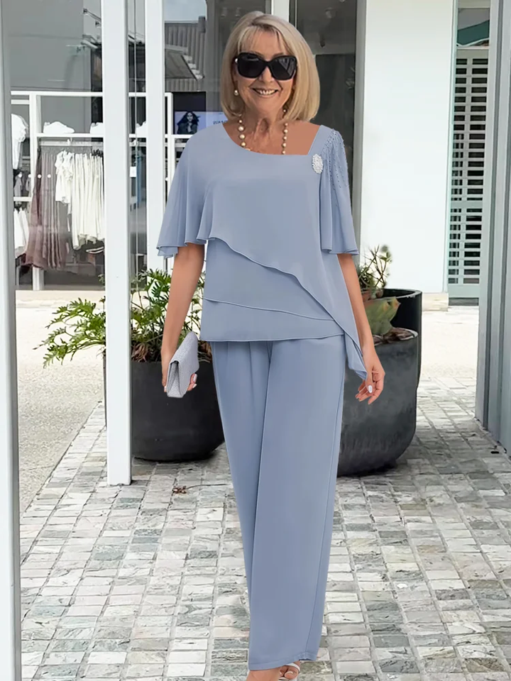 Arabel | Set mit Culotte-Hose und kurzen Rüschenärmeln für Damen