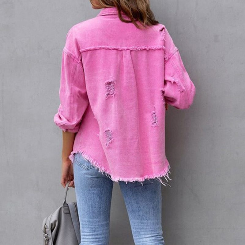 Cecilia | Oversized-Jeansjacke im Destroyed-Look für Damen