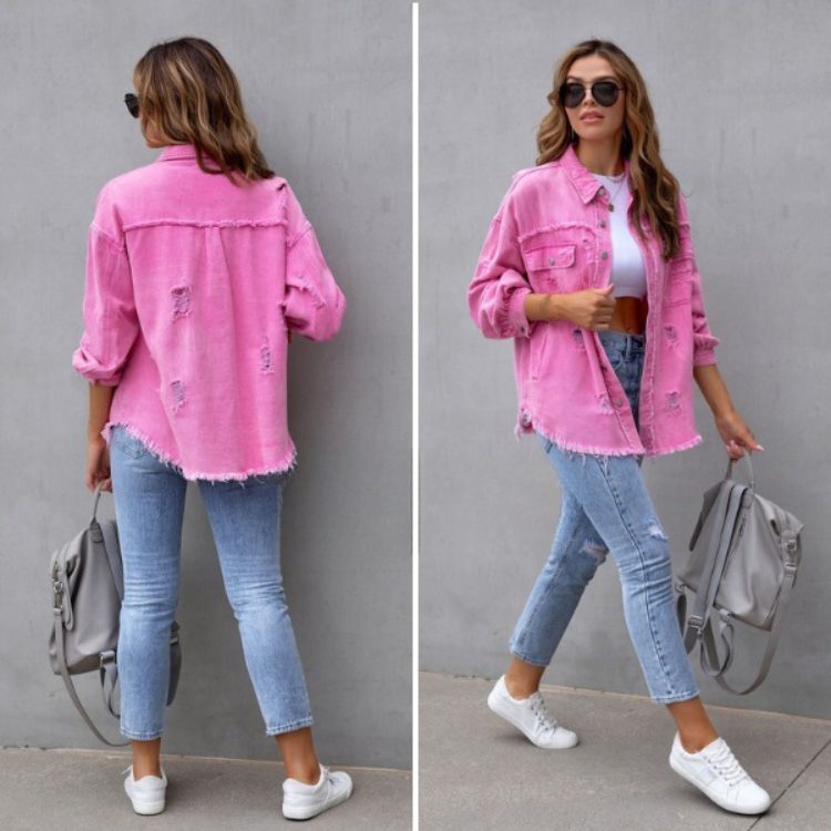 Cecilia | Oversized-Jeansjacke im Destroyed-Look für Damen