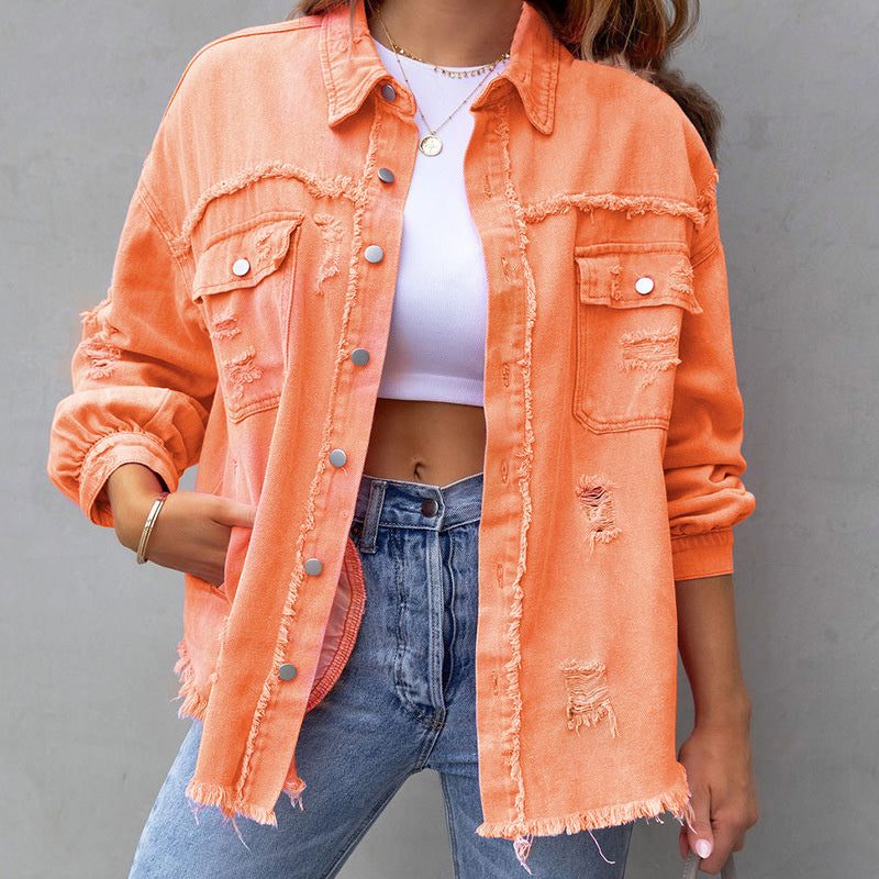 Cecilia | Oversized-Jeansjacke im Destroyed-Look für Damen