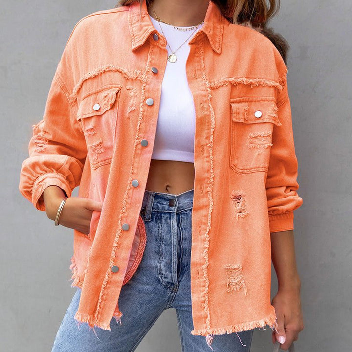 Cecilia | Oversized-Jeansjacke im Destroyed-Look für Damen