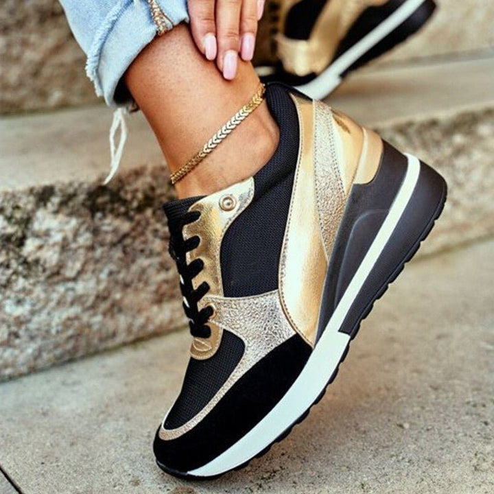 Clara | Plateau-Sneakers mit Schnürung im Colorblock-Design für Damen