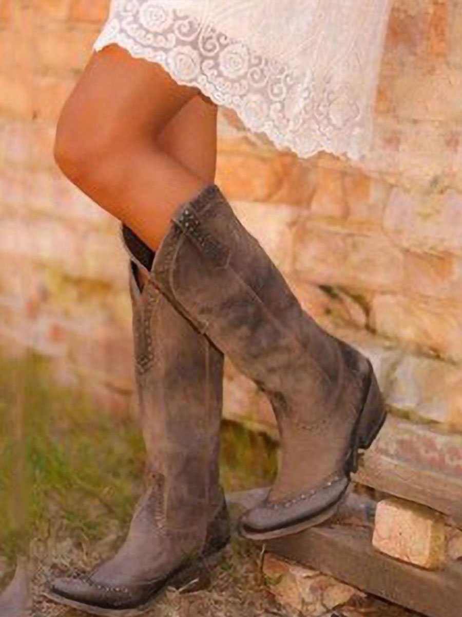 Amaris | Kniehohe Cowboystiefel mit Nieten für Damen
